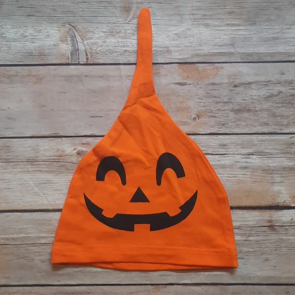 NWT My First Halloween Baby Boy Outfit Set 3PC Pumpkin Bodysuit Pants & Hat 3-6M